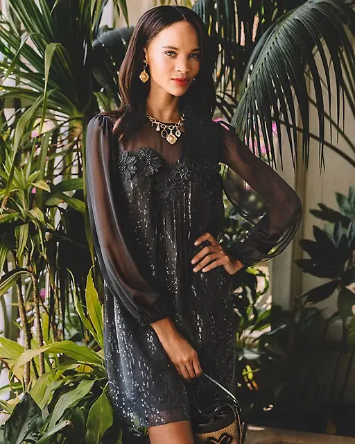 lilly pulitzer Gail Silk Dress Noir Fish Clip Chiffon