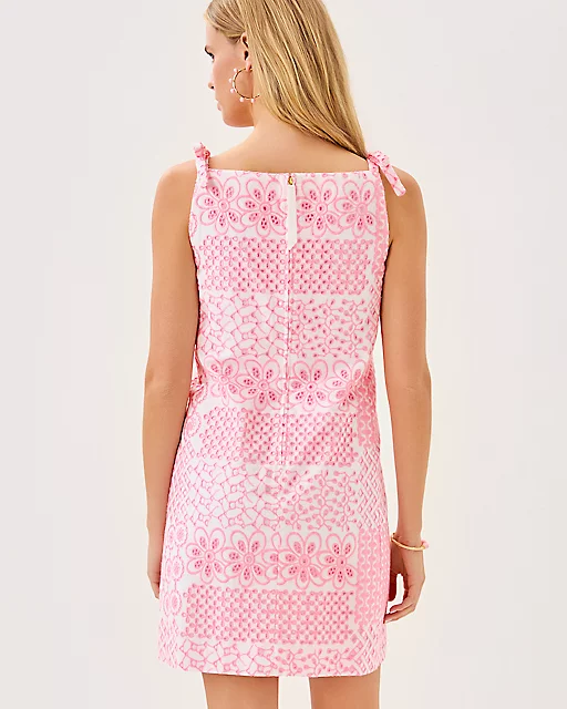 Lilly Pulitzer Gerad Shift Dress Conch Shell Pink Patchwork Eyelet
