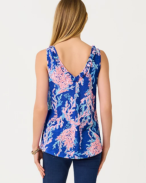 Lilly Pulitzer Gigi Ruffle Tank Top Borealis Blue Swim On Over
