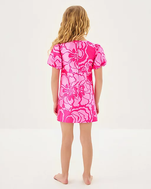 Lilly Pulitzer Girls Mini Britnee Dress Parigi Pink Go Big Satin Jacquard