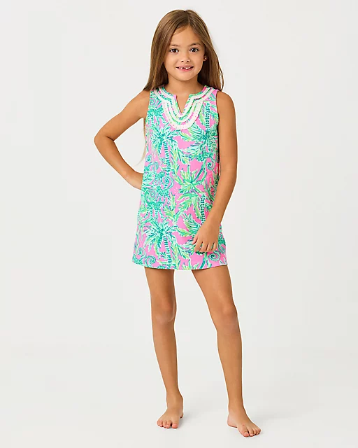 lilly pulitzer Girls Mini Harper Shift Dress Prosecco Pink Hangin Around