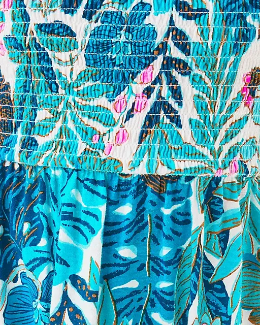 Lilly Pulitzer Girls Mini Jilly Long Sleeve Dress Breezy Aqua Best Fronds Forever