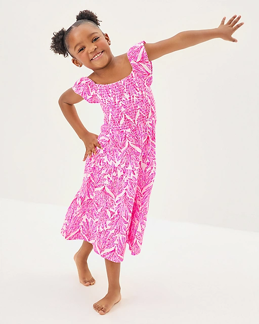 Lilly Pulitzer Girls Mini Jilly Midi Dress Pink Bliss Shady Babe
