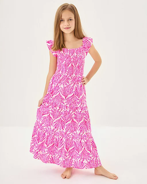 lilly pulitzer Girls Mini Jilly Midi Dress Pink Bliss Shady Babe