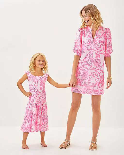 Lilly Pulitzer Girls Mini Jilly Midi Dress Rousseau Pink Glisten In The Sun