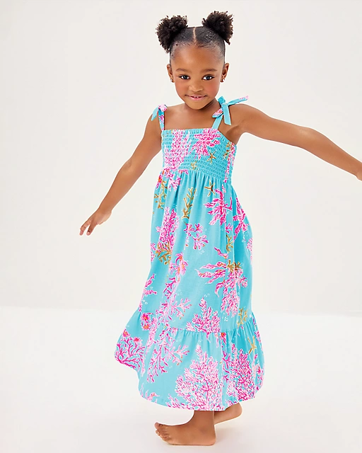Lilly Pulitzer Girls Mini Kailua Maxi Dress Multi Royal Coral