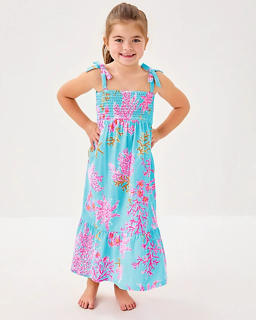 Lilly Pulitzer Girls Mini Kailua Maxi Dress Multi Royal Coral