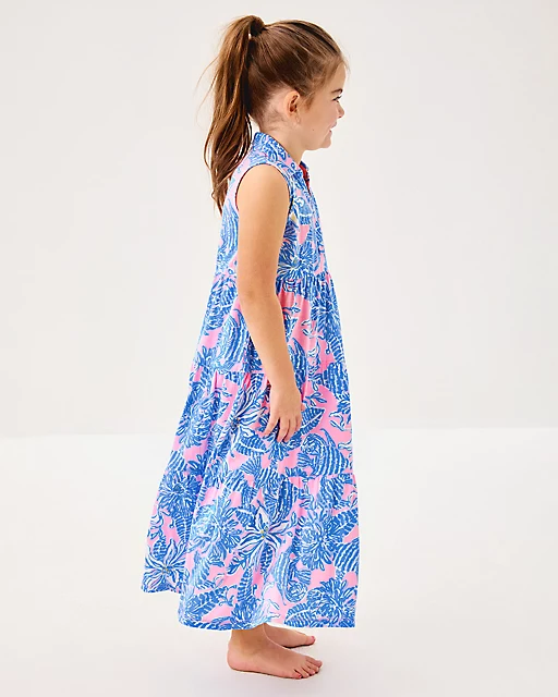Lilly Pulitzer Girls Mini Riegan Maxi Dress Conch Shell Pink Up Scale