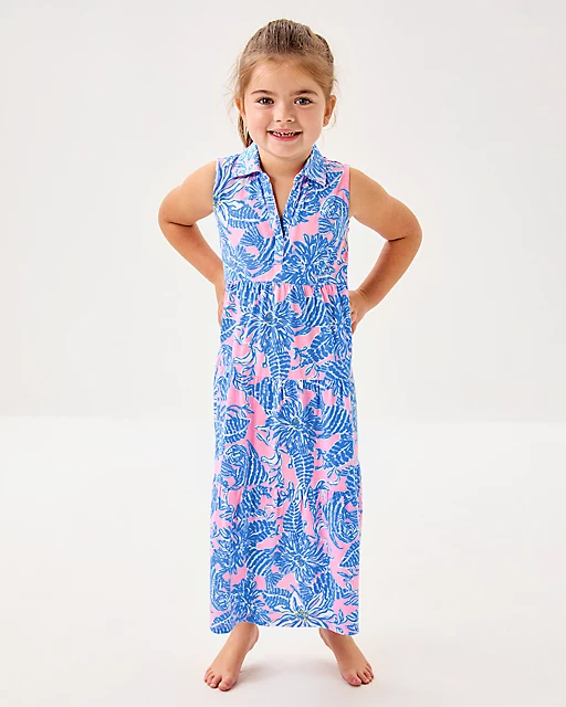 lilly pulitzer Girls Mini Riegan Maxi Dress Conch Shell Pink Up Scale