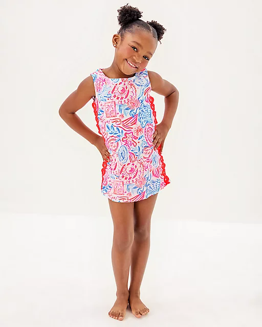 Lilly Pulitzer Girls Mini Romey Shift Set Resort White Lil Sun Sea Sand