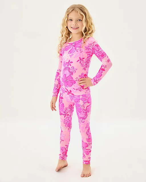lilly pulitzer Girls Mini Sammy Pajama Set Parigi Pink Supporting Squad