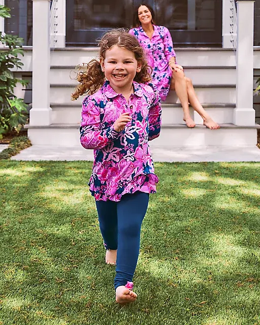 lilly pulitzer Girls Penelope Tunic & Legging Set Starlight Navy Once And Floral