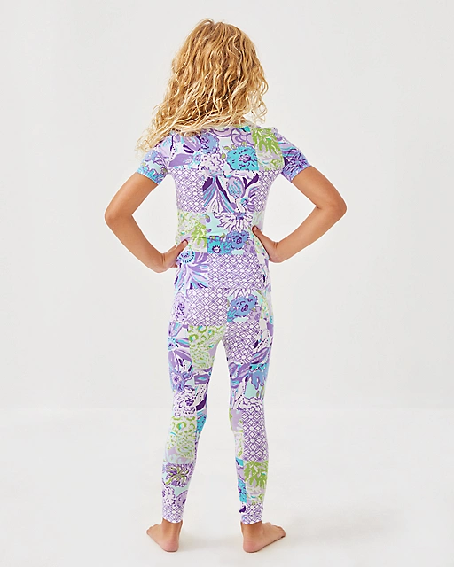 Lilly Pulitzer Girls Sammy Short Sleeve Pajama Set Multi Juicy Story Patch