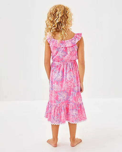 Lilly Pulitzer Girls Zetta Midi Dress Rousseau Pink Zen Garden