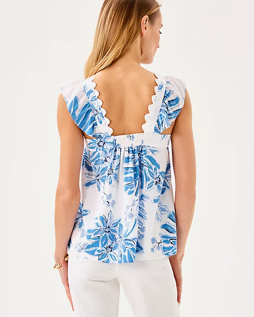 Lilly Pulitzer Gyah Top Resort White Jet Set Jungle