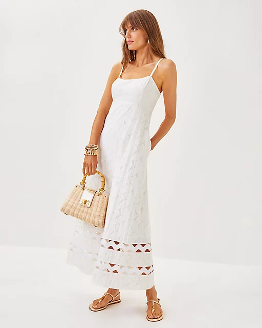 Lilly Pulitzer Haliey Midi Dress Resort White Flora Faille