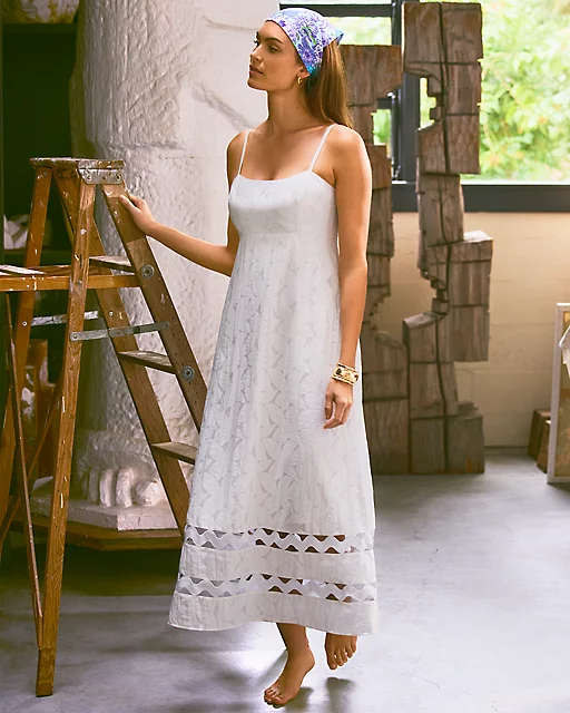 lilly pulitzer Haliey Midi Dress Resort White Flora Faille