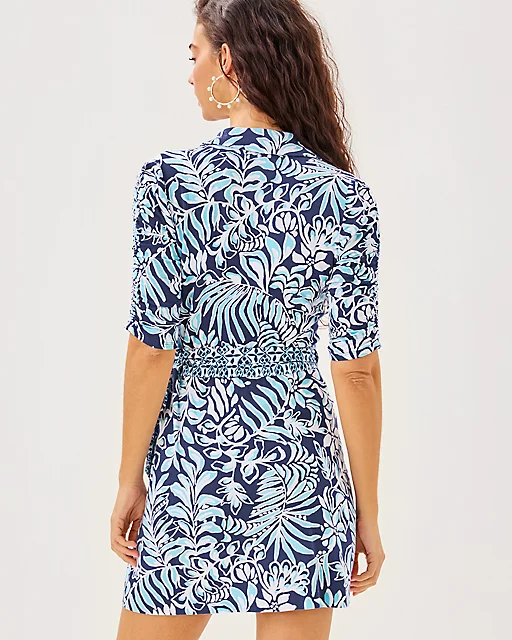 Lilly Pulitzer Ibby Skirted Romper Sapphire Pool Summer Shorelines Engineered Romper