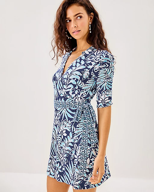 Lilly Pulitzer Ibby Skirted Romper Sapphire Pool Summer Shorelines Engineered Romper