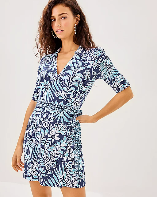 lilly pulitzer Ibby Skirted Romper Sapphire Pool Summer Shorelines Engineered Romper