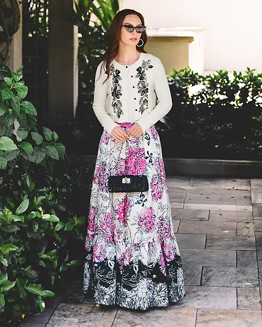 lilly pulitzer Inaya High Rise Maxi Skirt Coconut All Dahled Up Engineered Skirt