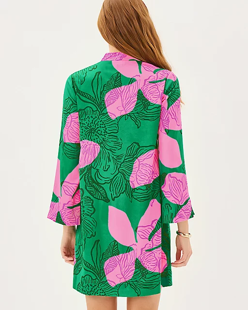 Lilly Pulitzer Irella Caftan Dress Kitts Green Oversized Sunset Shadows