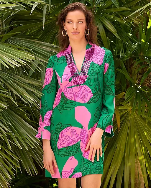 lilly pulitzer Irella Caftan Dress Kitts Green Oversized Sunset Shadows