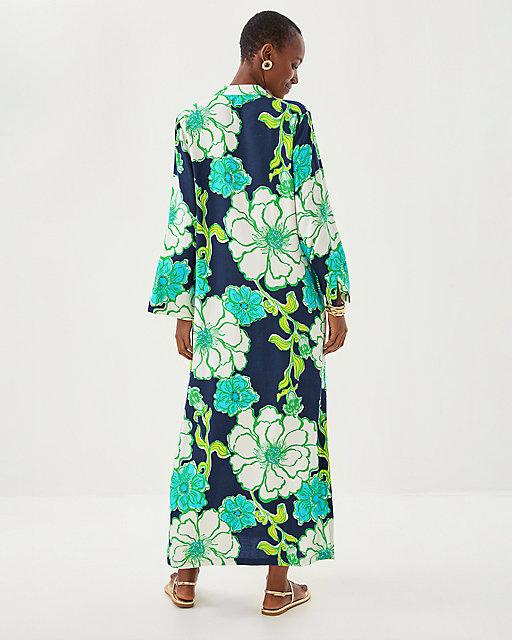 Lilly Pulitzer Irella Maxi Caftan Dress Low Tide Navy Oversized Go Big