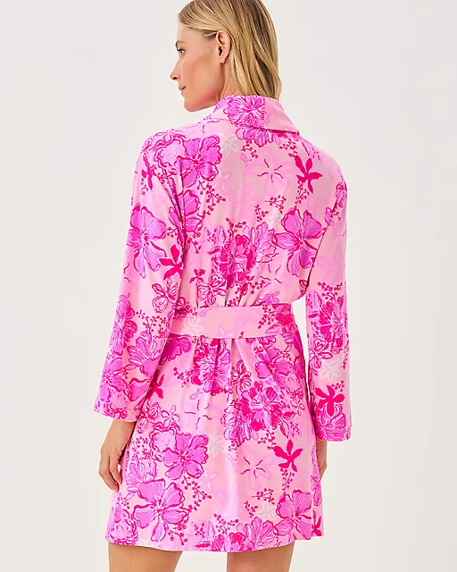 Lilly Pulitzer Issie Pajama Knit Robe Parigi Pink Supporting Squad
