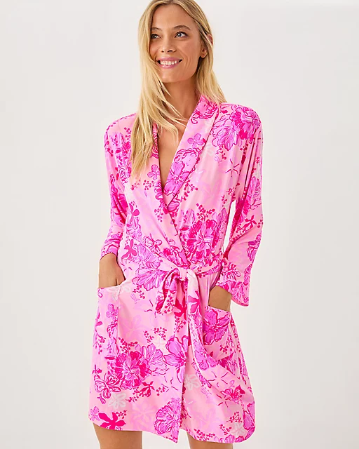 lilly pulitzer Issie Pajama Knit Robe Parigi Pink Supporting Squad