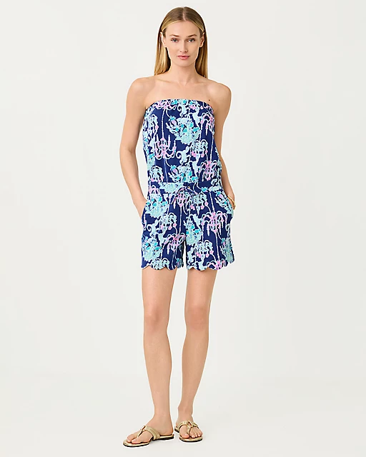 Lilly Pulitzer Jace Strapless Romper Bright Navy Pop Up Monkey Trouble