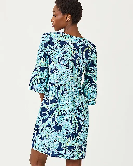 Lilly Pulitzer Jannie V-Neck Dress High Tide Navy Scuba Doo