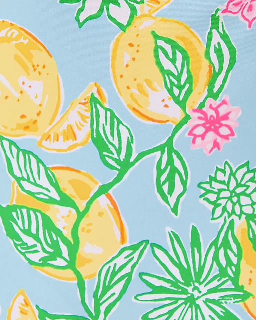 Lilly Pulitzer Jesper Rashguard Swimsuit Bluette Make Lemonade