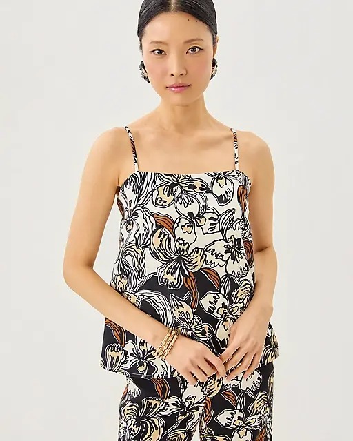 Lilly Pulitzer Jesslyn Top Onyx Irisistable Engineered Woven Top