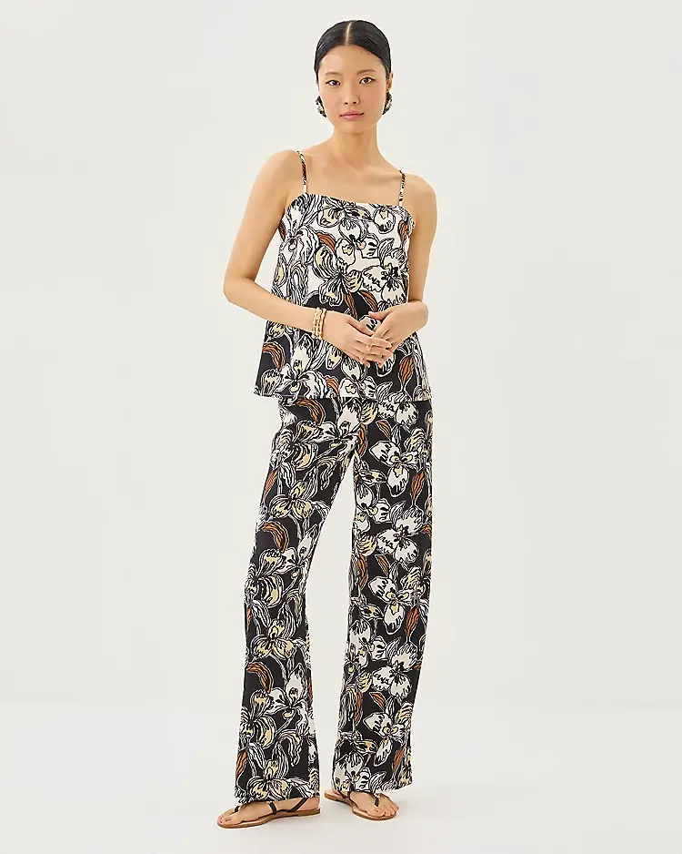 lilly pulitzer Jesslyn Top & Rosamarie Pant Set Onyx Irisistable Engineered Woven Top