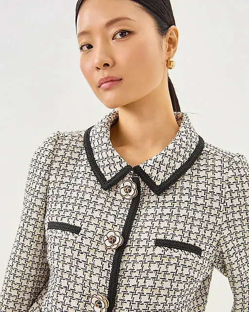 Lilly Pulitzer Kalara Boucle Jacket Coconut Lurex Houndstooth Boucle