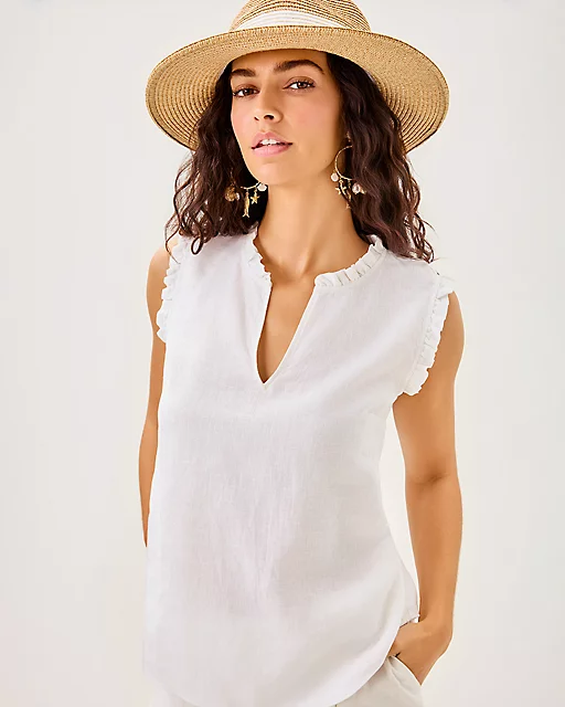 lilly pulitzer Kavalla Sleeveless Ruffle Top Resort White