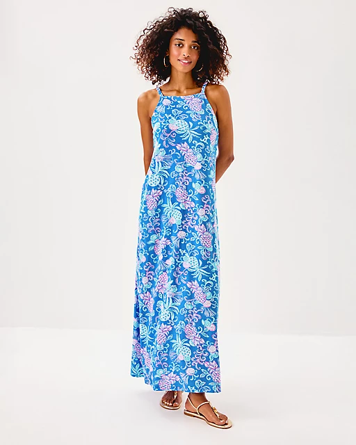 Lilly Pulitzer Kyleigh Maxi Dress Sunwashed Blue Citrus Crush