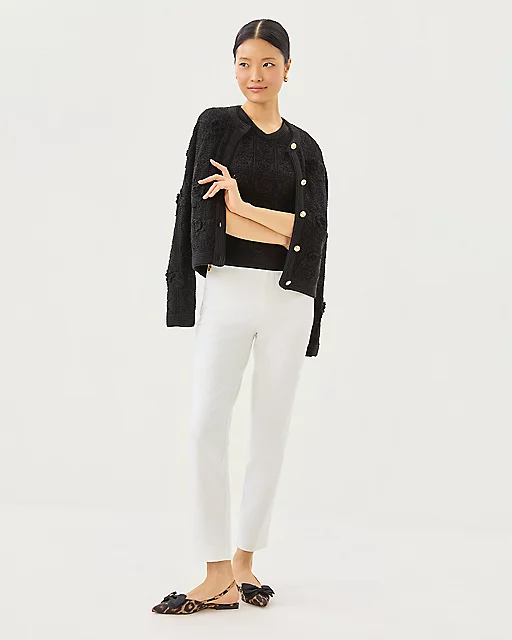 Lilly Pulitzer Lenalie Cardigan Black Metallic Garden Crochet