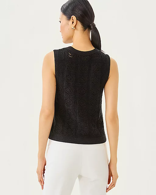 Lilly Pulitzer Lenalie Sweater Shell Black Metallic