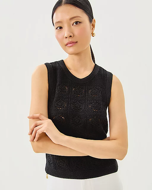 Lilly Pulitzer Lenalie Sweater Shell Black Metallic