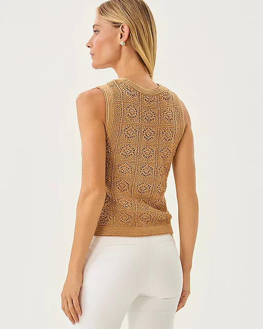 Lilly Pulitzer Lenalie Sweater Shell Rattan Metallic