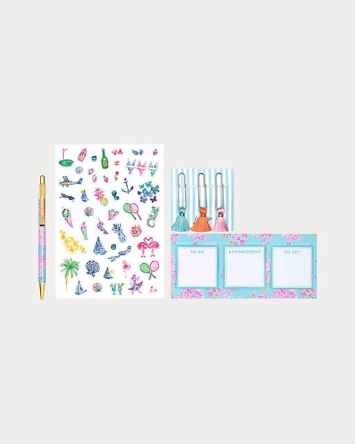 Lilly Pulitzer Agenda Bonus Pack Multi Royal Coral