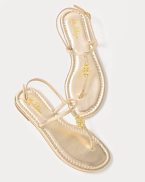 Lilly Pulitzer Delilah Logo Sandal Gold Metallic