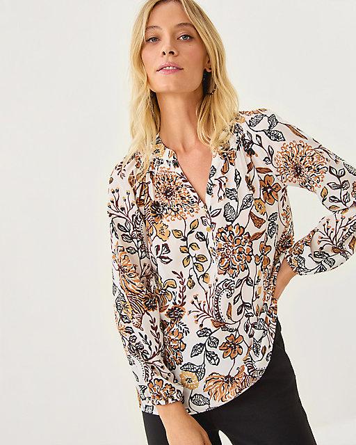 lilly pulitzer Elsa Silk Top Coconut Take Meowt