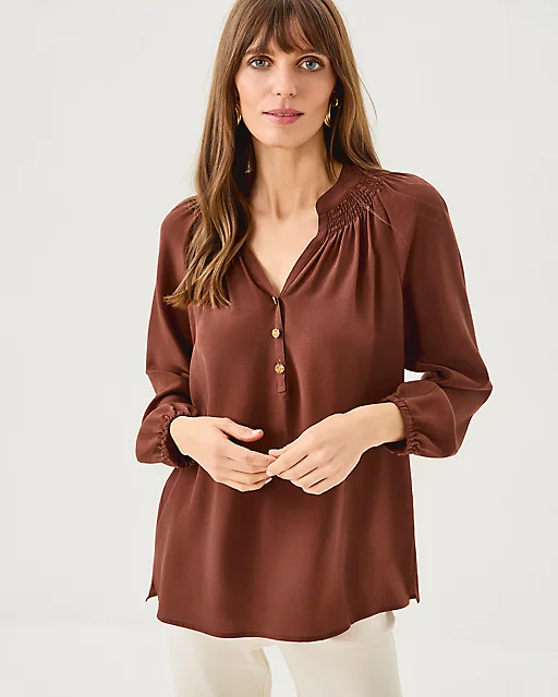 lilly pulitzer Elsa Silk Top French Roast