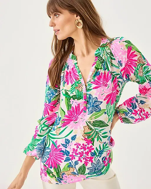 Lilly Pulitzer Elsa Silk Top Multi Endless Summers