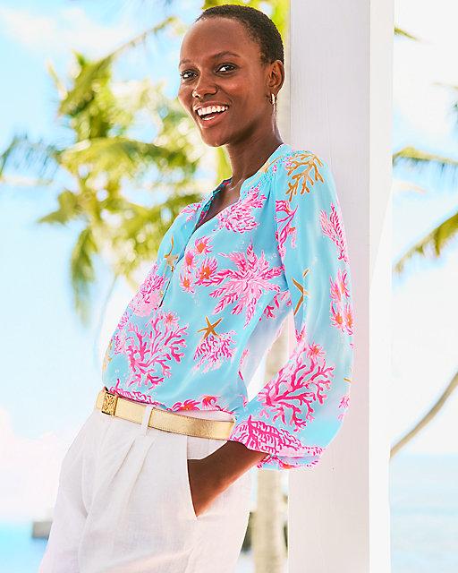 lilly pulitzer Elsa Silk Top Multi Royal Coral