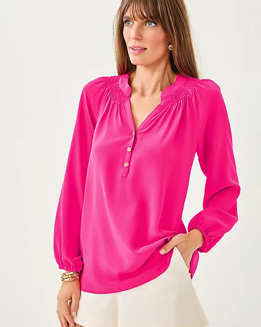 Lilly Pulitzer Elsa Silk Top Parigi Pink