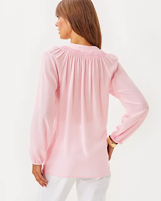 Lilly Pulitzer Elsa Silk Top Pink Muse